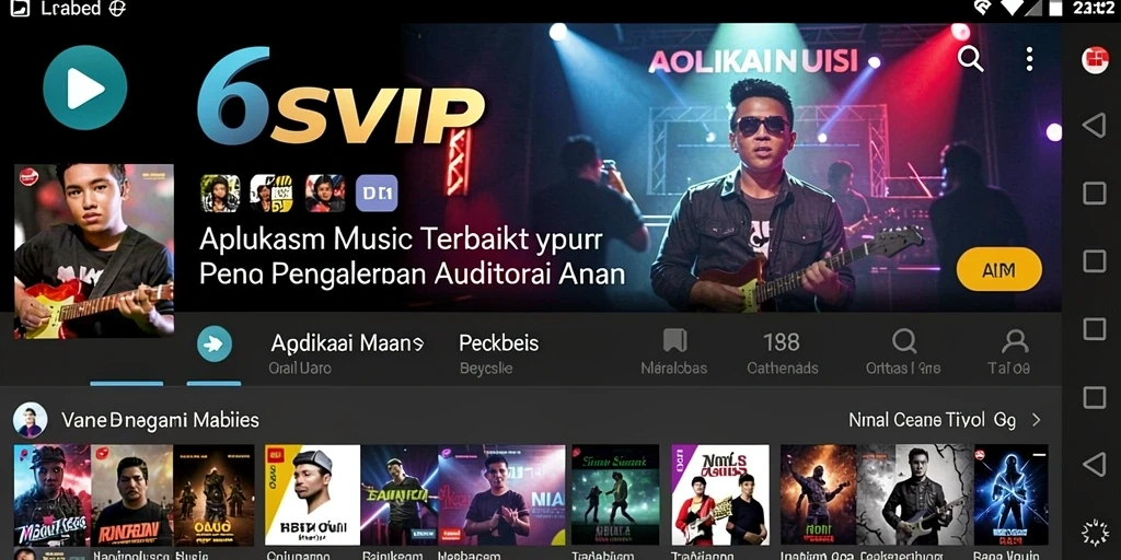 Tampilan antarmuka 6SVIP saat memutar lagu-lagu musik.