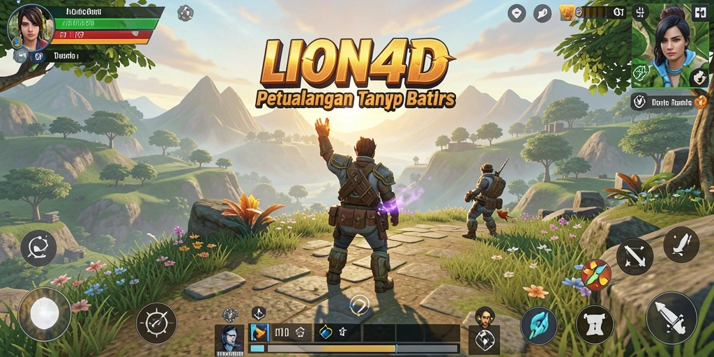 Tampilan menarik dari gameplay LION4D di dunia terbuka.