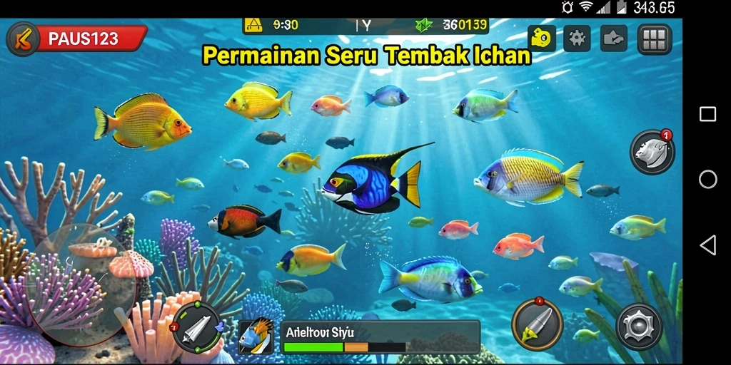 Gameplay PAUS123 menampilkan aksi menangkap ikan yang seru dan menantang.